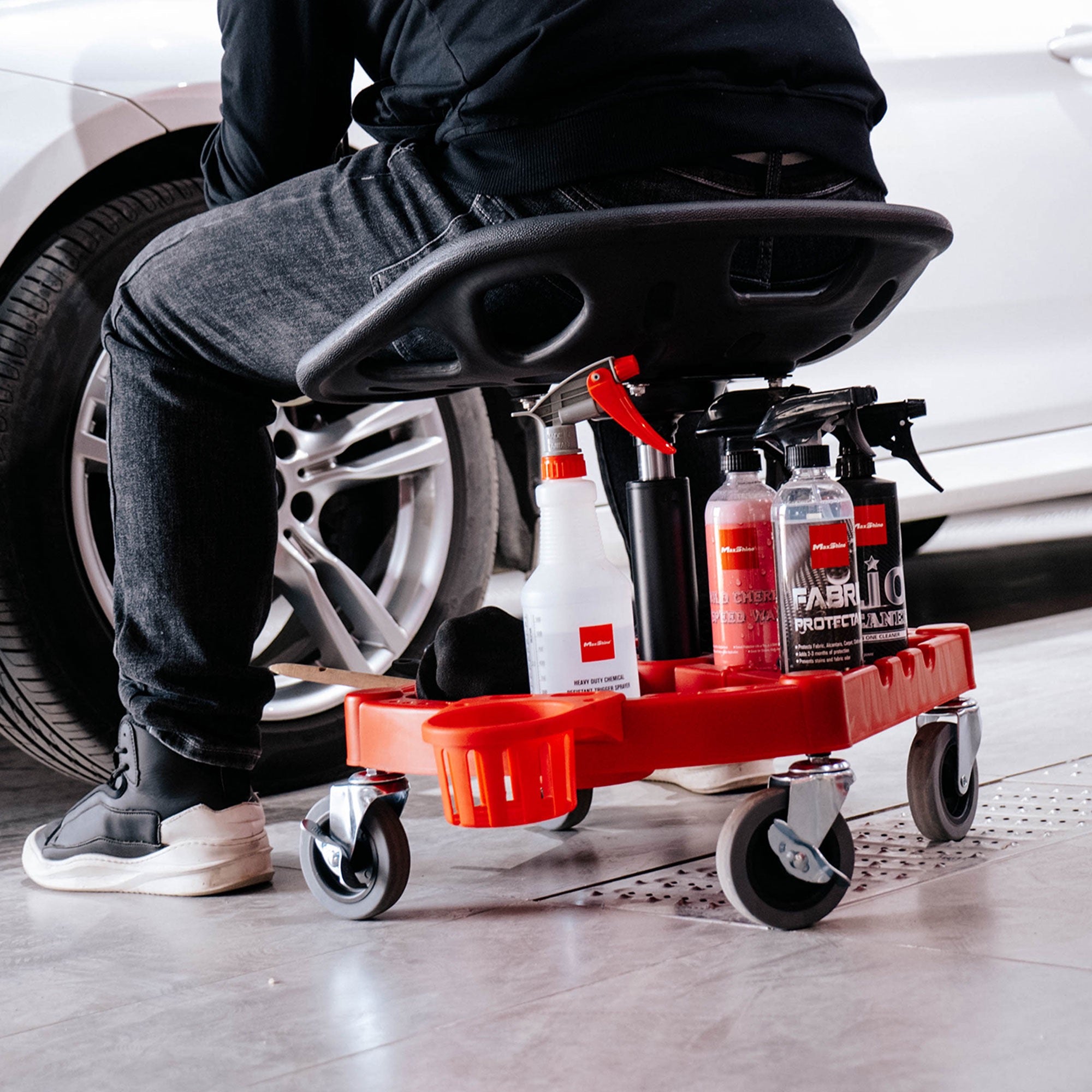 Detailing Stool With Modular Tool Tray - MAXSHINE